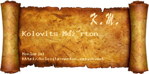 Kolovits Márton névjegykártya